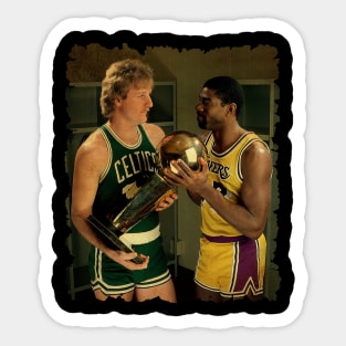 vintage larry bird and magic johnson Sticker